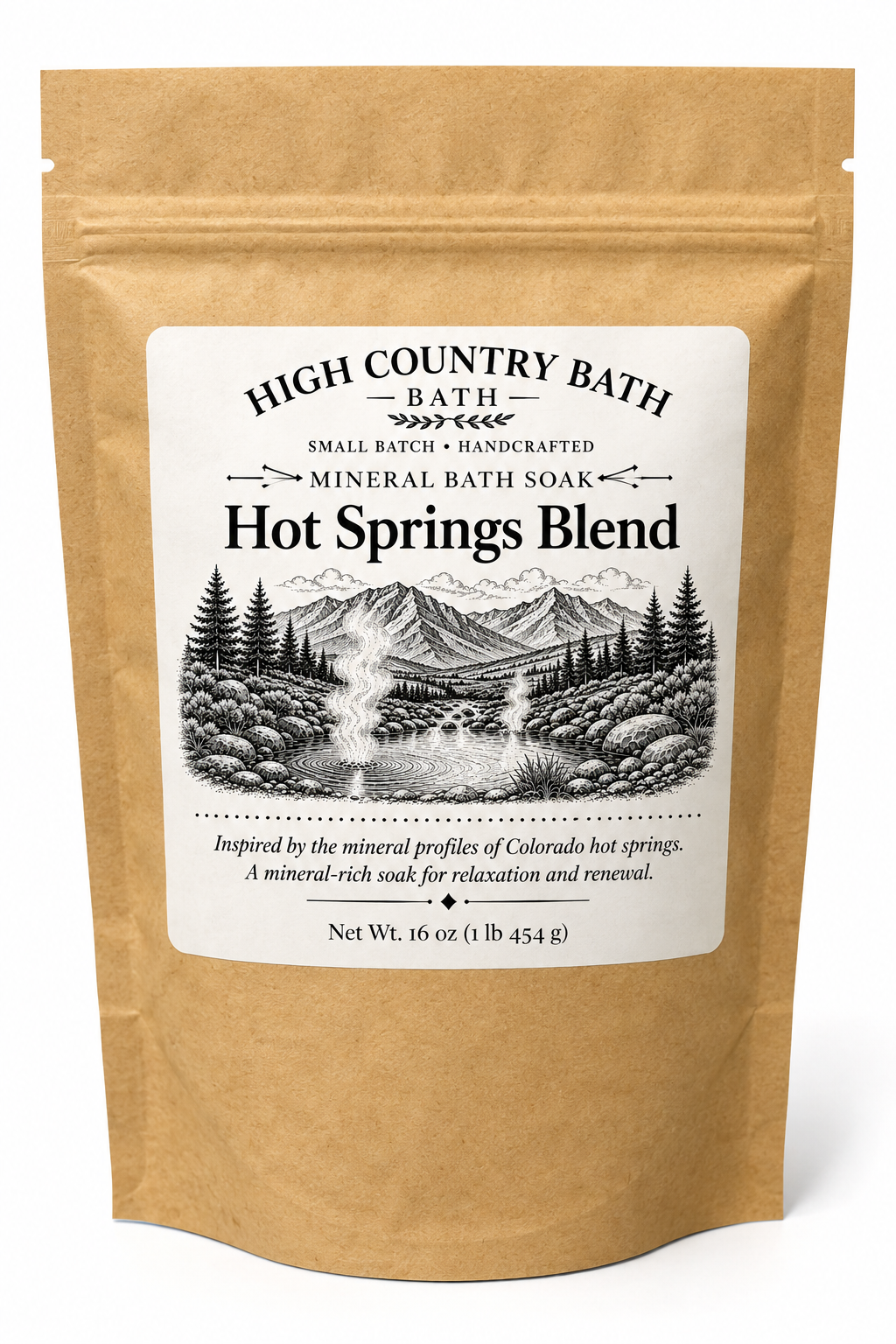 High Country Bath – Hot Springs Blend Mineral Bath Soak – 1 lb ($24.00)
